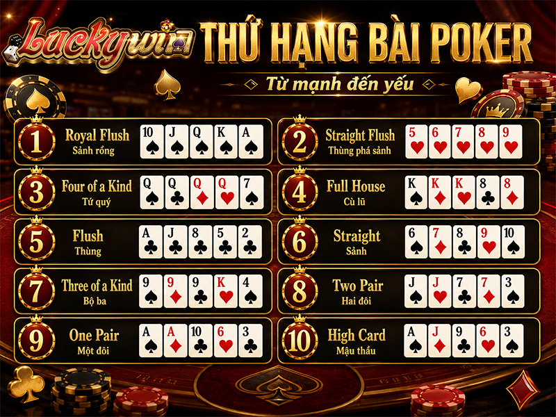 Thứ hạng các bộ bài trong Poker